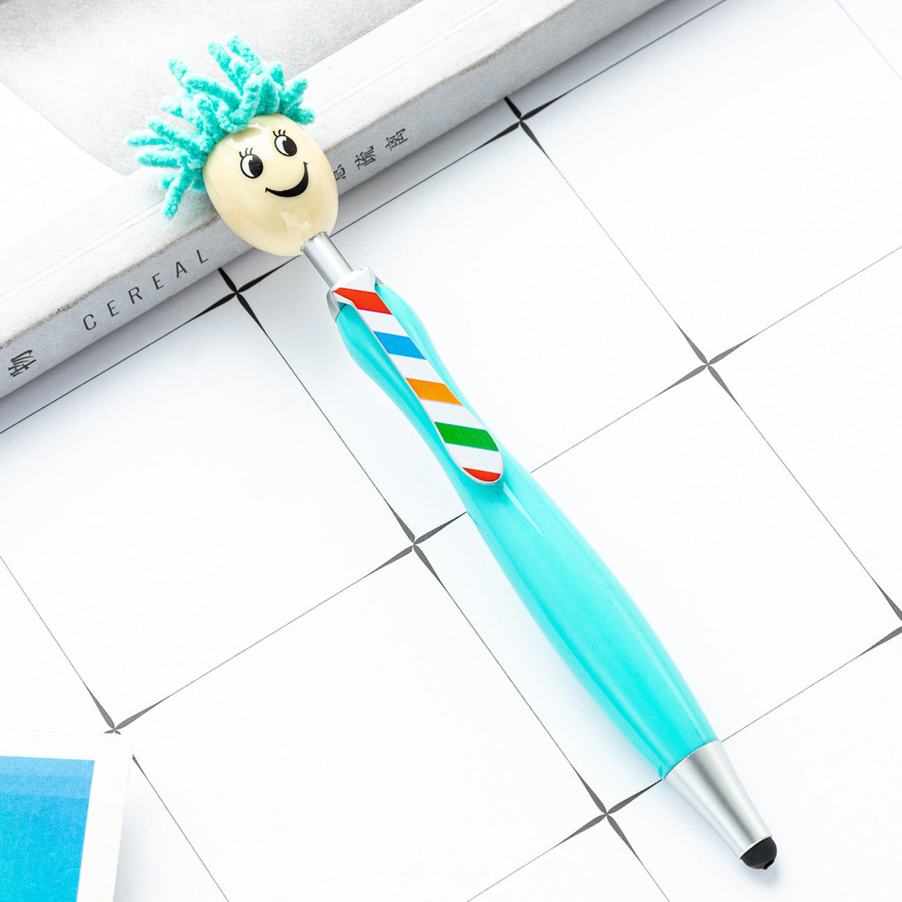 Wholesale Plastic Three-dimensional Cartoon Smiling Face Touch Screen Pen, Cute Plush Doll Head Pen